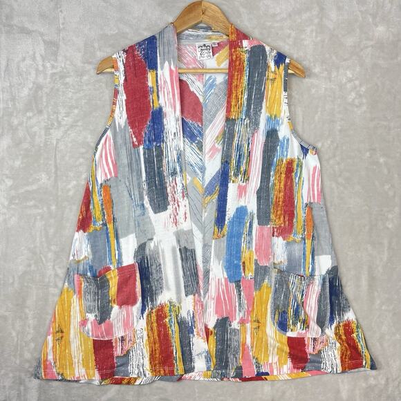 Parsley & Sage Womens Small Cardigan Vest Open Colorful Boho Pheobe Buffay - Picture 1 of 12